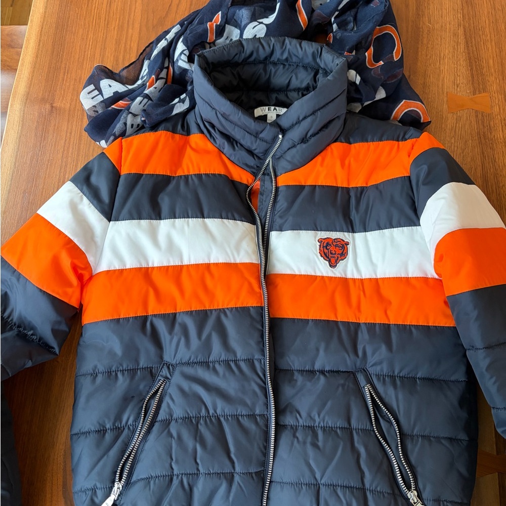 Orange and Navy Puffer Jacket
